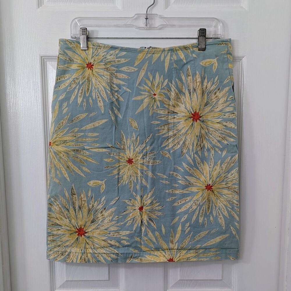 British Khaki Floral Stretch Skirt